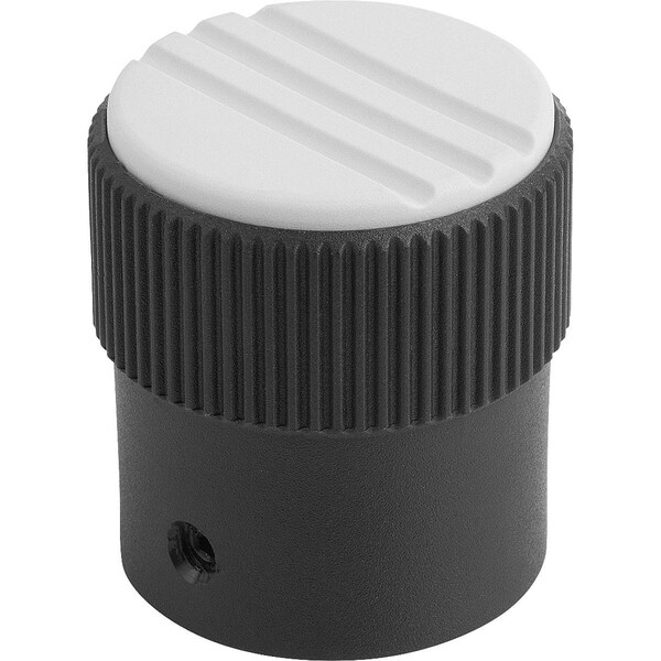 Knurled Knob Size:3, D1=34, H=36, D=8, Form:A, Plastic Black Ral7021, Comp:Steel, Cap:Gray Ral7035